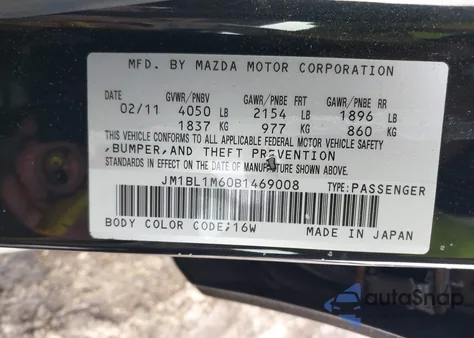 2011 Mazda Mazda3 S Grand Touring from USA, damaged, VIN JM1BL1M60B1469008
